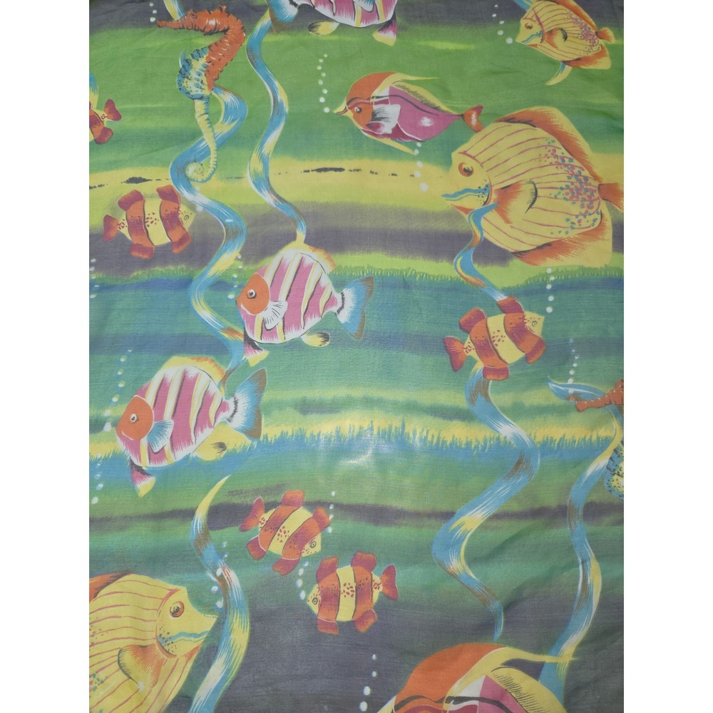 Cejon Beachwear Sarong Wrap Tropical Fish Seahorse Green Sheer One Size